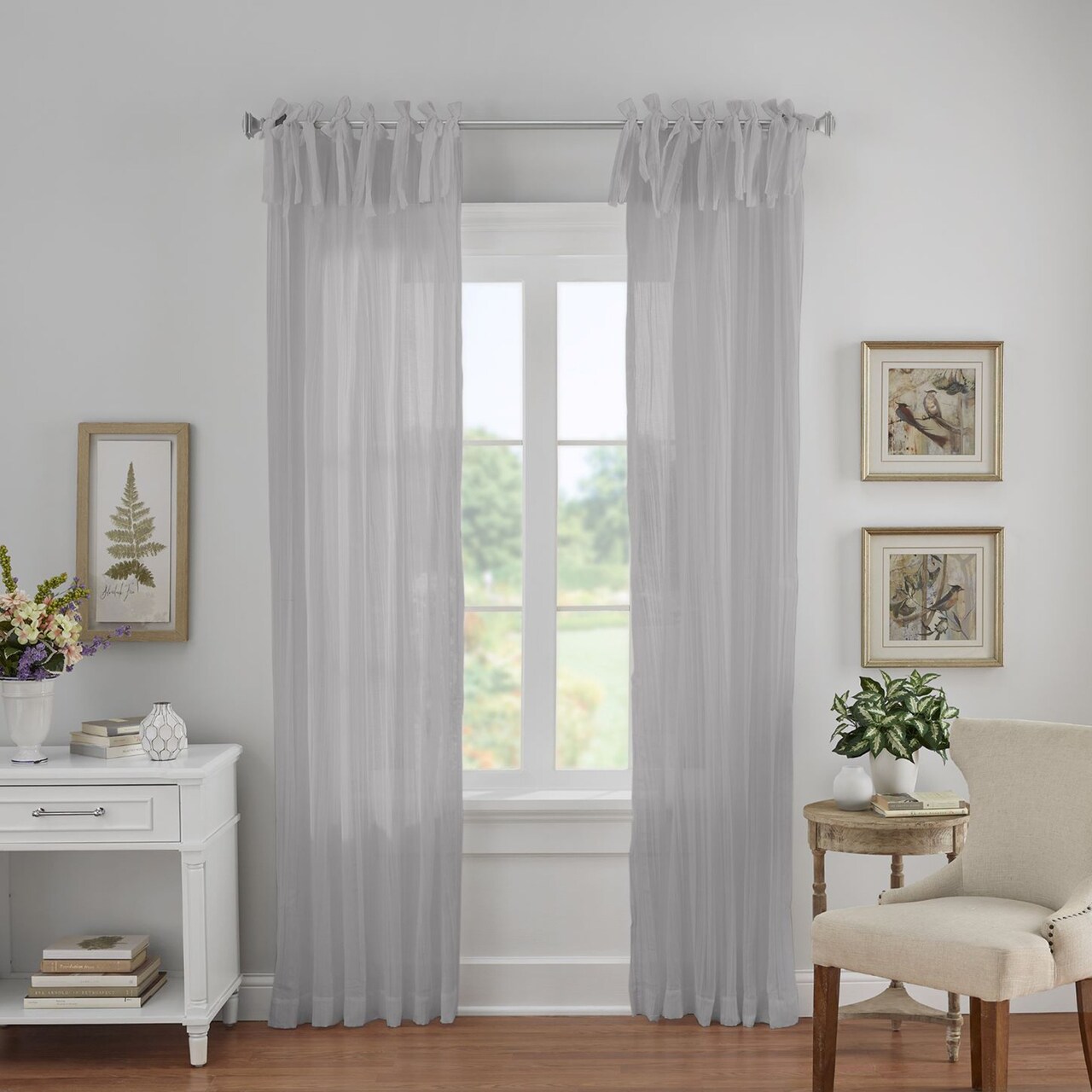 Threadmade Home Jolie Semi-Sheer Tab Top Window Curtain, Gray - 52"W x 84"L